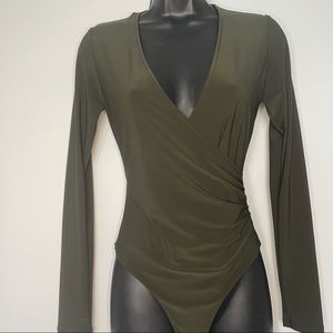 Forever 21 olive green crossover bodysuit. Sm